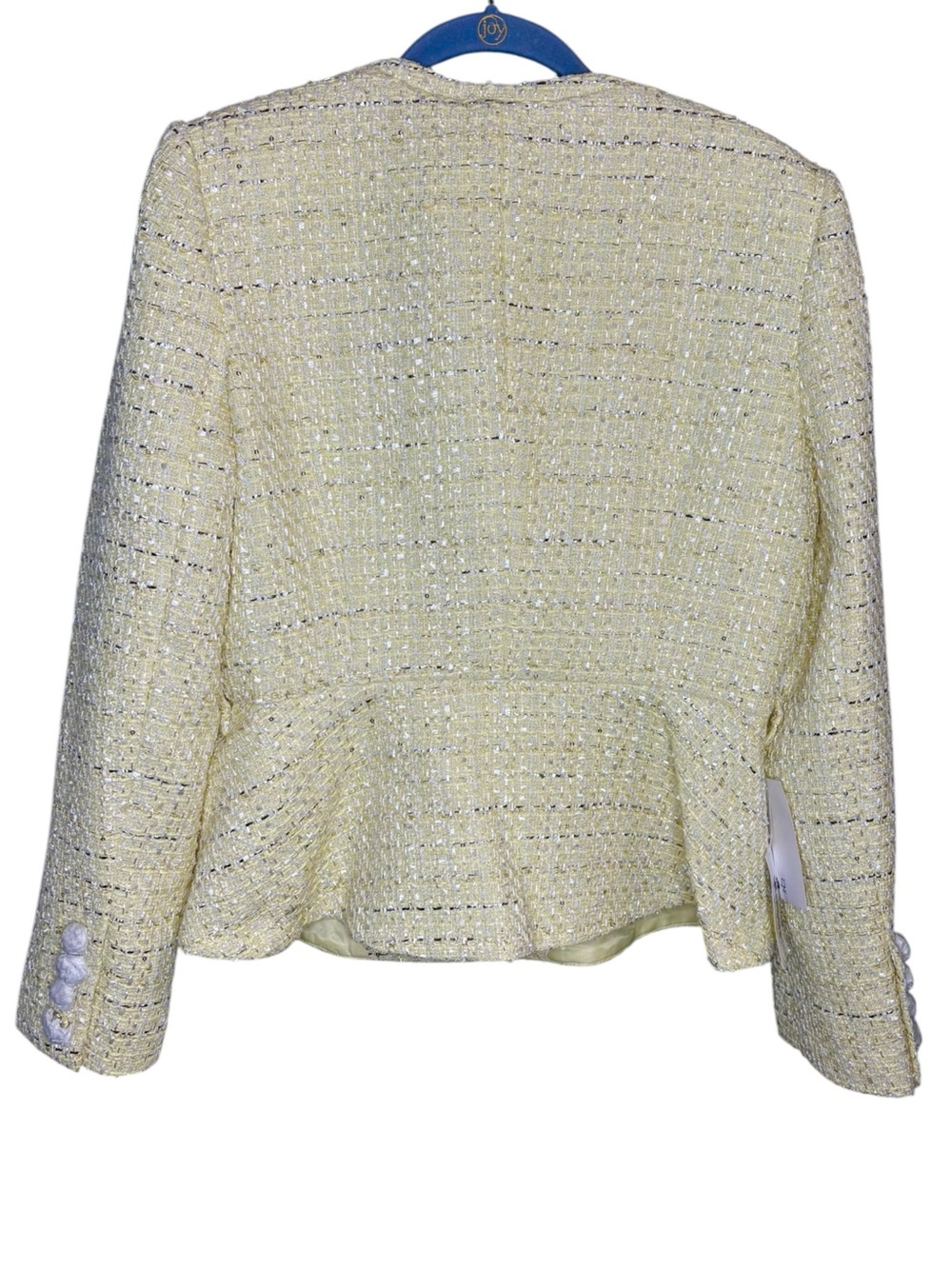 Self-Portrait lady jacket tweed boucle Yellow Tweed Collarless coat NWT size 10 - Picture 3 of 11